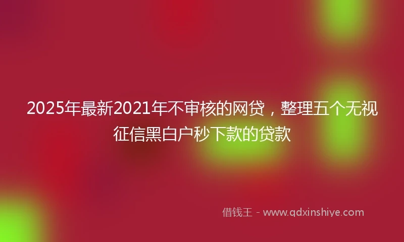 2025年最新2021年不审核的网贷,整理五个无视征信黑白户秒下款的贷款