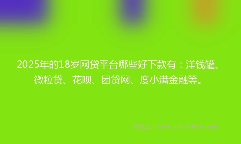 2025年的18岁网贷平台哪些好下款有：洋钱罐、微粒贷、花呗、团贷网、度小满金融等。