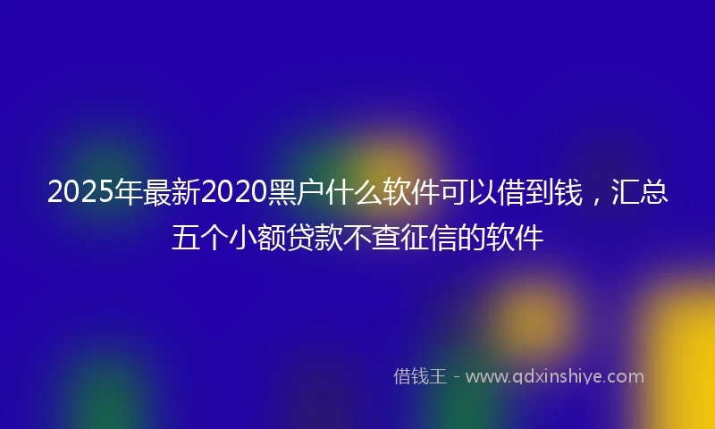 2025年最新2020黑户什么软件可以借到钱，汇总五个小额贷款不查征信的软件