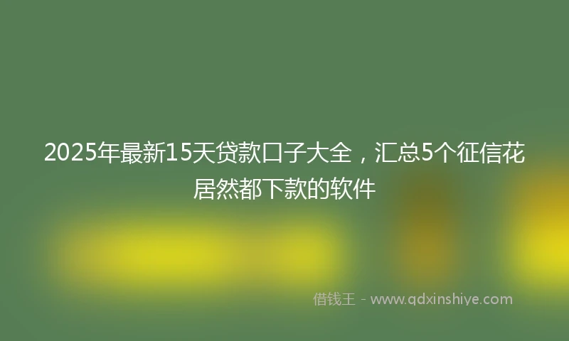 2025年最新15天贷款口子大全，汇总5个征信花居然都下款的软件