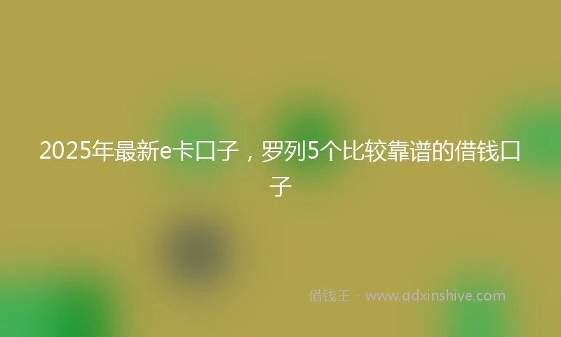 2025年最新e卡口子，罗列5个比较靠谱的借钱口子