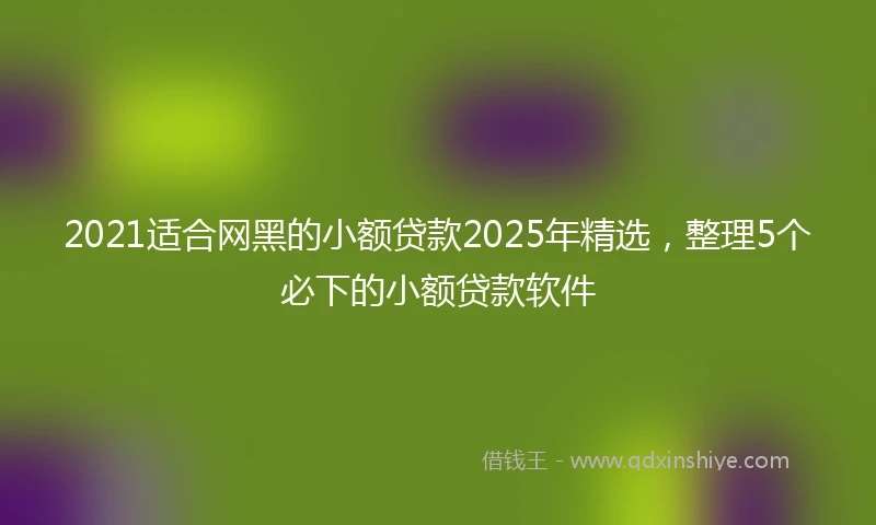 2021适合网黑的小额贷款2025年精选，整理5个必下的小额贷款软件