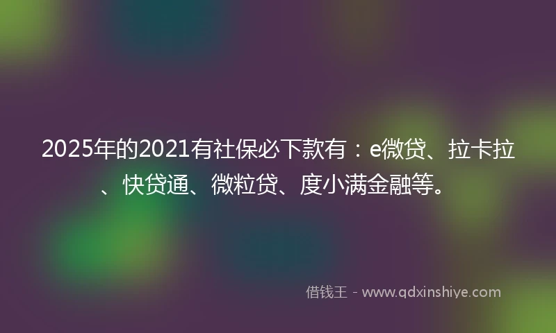 2025年的2021有社保必下款有：e微贷、拉卡拉、快贷通、微粒贷、度小满金融等。