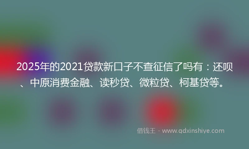 2025年的2021贷款新口子不查征信了吗有：还呗、中原消费金融、读秒贷、微粒贷、柯基贷等。