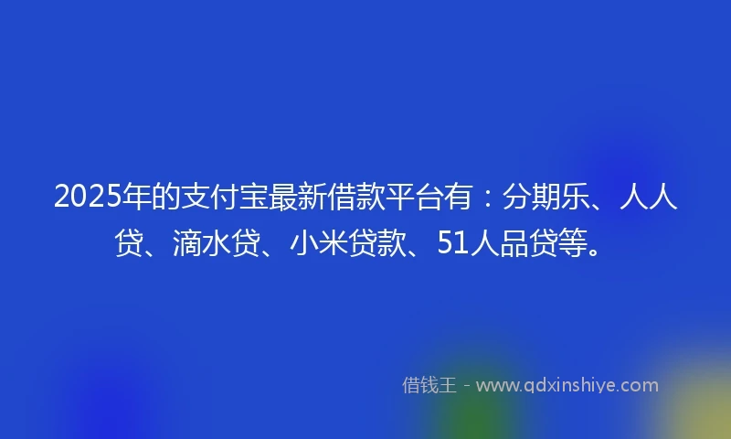 2025年的支付宝最新借款平台有：分期乐、人人贷、滴水贷、小米贷款、51人品贷等。