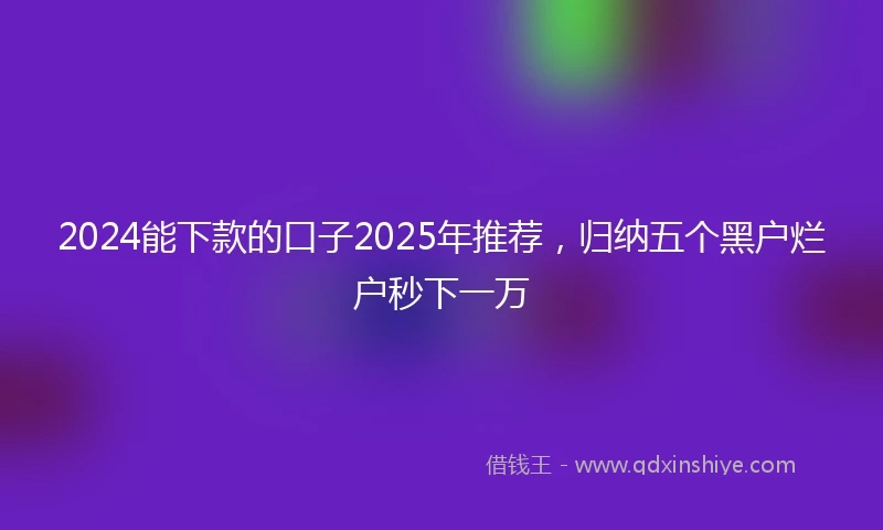 2024能下款的口子2025年推荐，归纳五个黑户烂户秒下一万