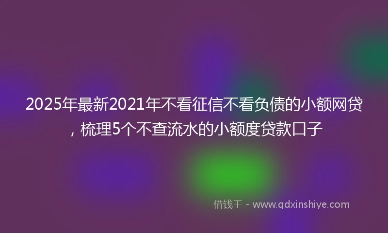 2025年最新2021年不看征信不看负债的小额网贷，梳理5个不查流水的小额度贷款口子