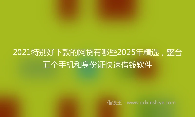 2021特别好下款的网贷有哪些2025年精选，整合五个手机和身份证快速借钱软件