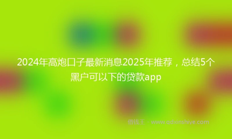 2024年高炮口子最新消息2025年推荐，总结5个黑户可以下的贷款app