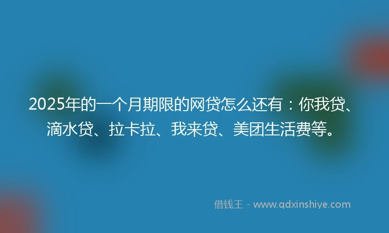 2025年的一个月期限的网贷怎么还有：你我贷、滴水贷、拉卡拉、我来贷、美团生活费等。