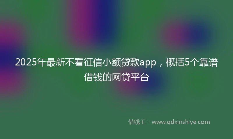 2025年最新不看征信小额贷款app，概括5个靠谱借钱的网贷平台