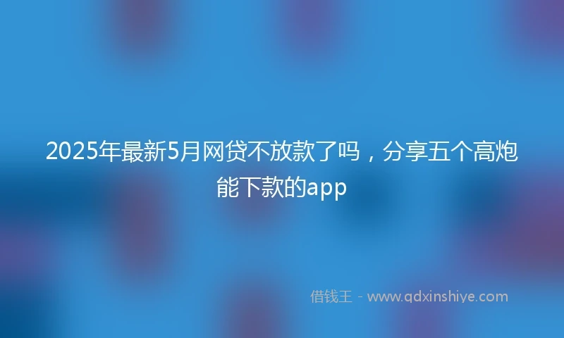 2025年最新5月网贷不放款了吗，分享五个高炮能下款的app