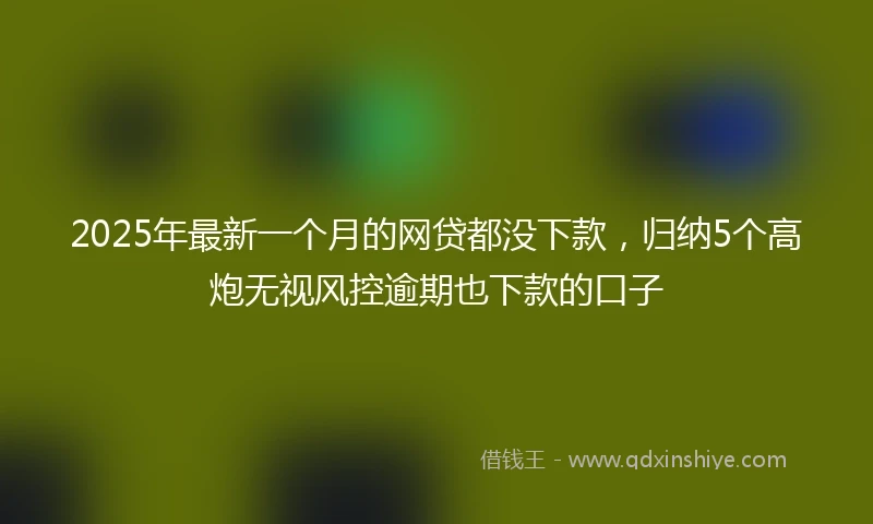 2025年最新一个月的网贷都没下款，归纳5个高炮无视风控逾期也下款的口子