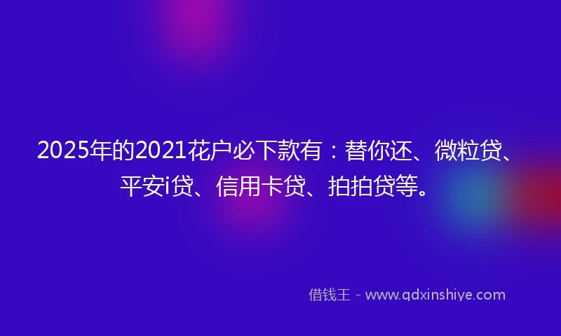 2025年的2021花户必下款有：替你还、微粒贷、平安i贷、信用卡贷、拍拍贷等。