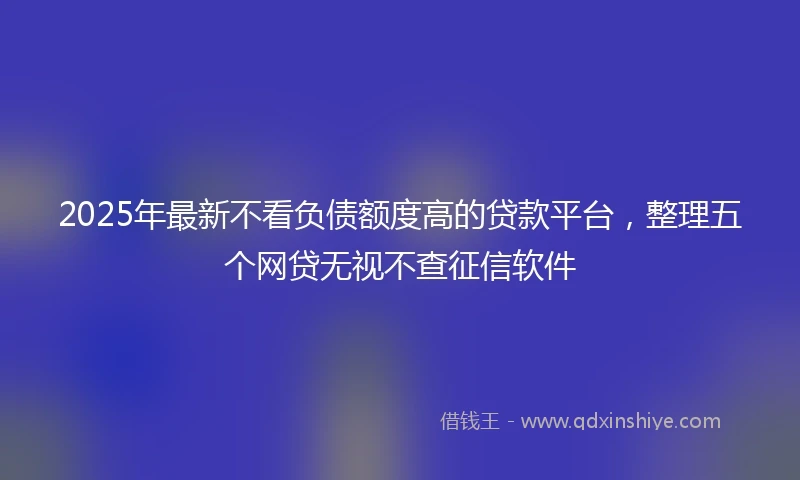 2025年最新不看负债额度高的贷款平台，整理五个网贷无视不查征信软件