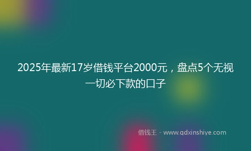 2025年最新17岁借钱平台2000元，盘点5个无视一切必下款的口子