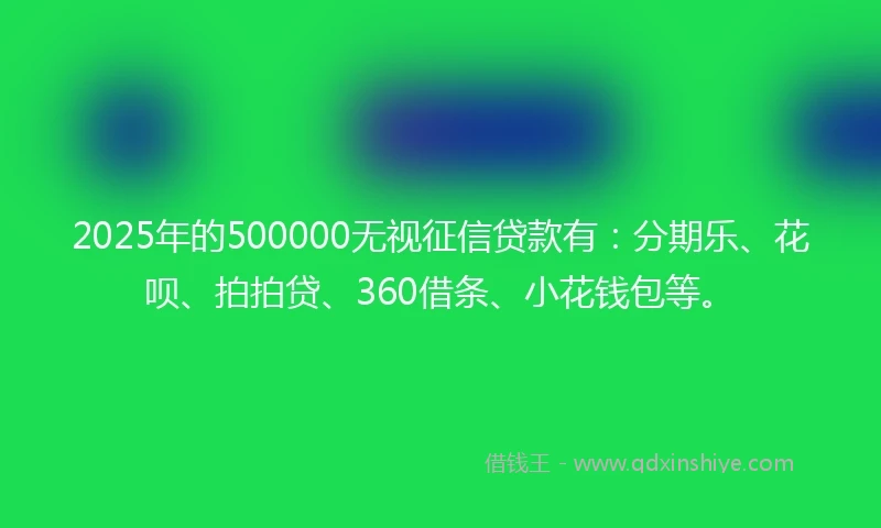 2025年的500000无视征信贷款有：分期乐、花呗、拍拍贷、360借条、小花钱包等。