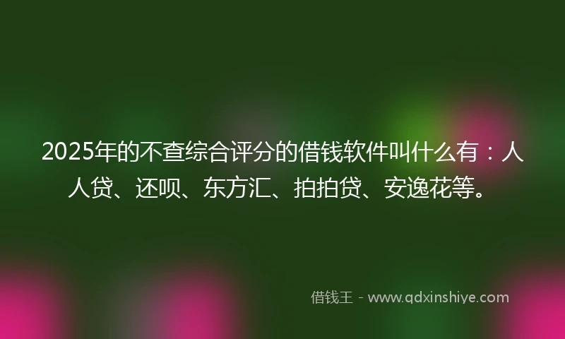 2025年的不查综合评分的借钱软件叫什么有：人人贷、还呗、东方汇、拍拍贷、安逸花等。