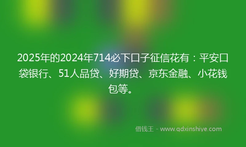 2025年的2024年714必下口子征信花有：平安口袋银行、51人品贷、好期贷、京东金融、小花钱包等。