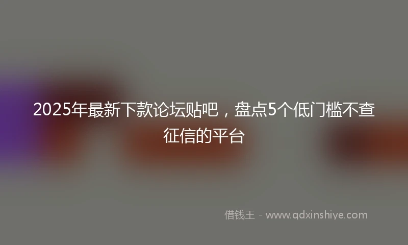 2025年最新下款论坛贴吧，盘点5个低门槛不查征信的平台