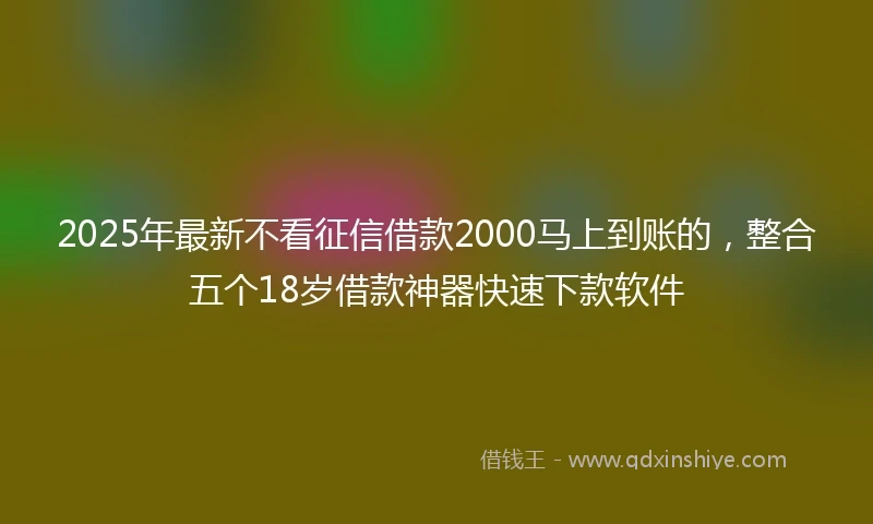 2025年最新不看征信借款2000马上到账的，整合五个18岁借款神器快速下款软件