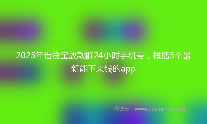 2025年借贷宝放款群24小时手机号，概括5个最新能下来钱的app