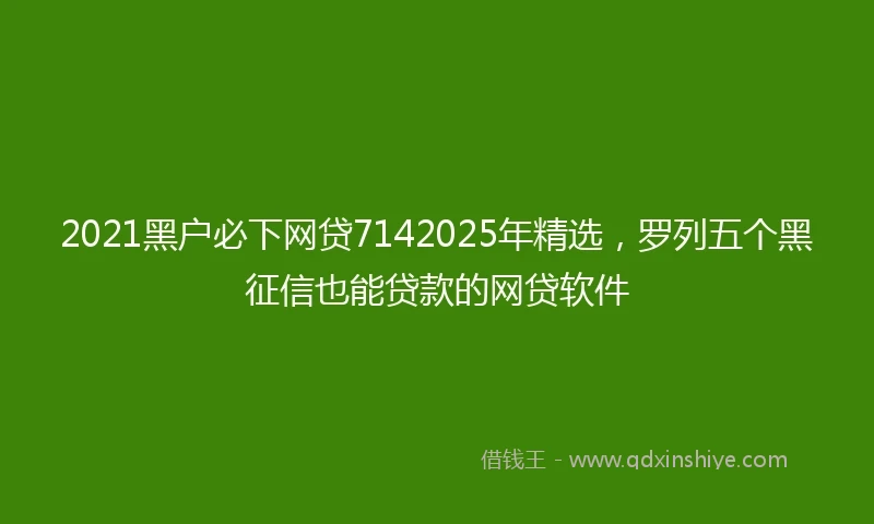 2021黑户必下网贷7142025年精选，罗列五个黑征信也能贷款的网贷软件