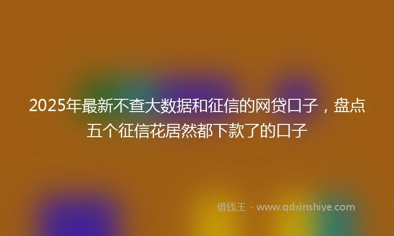 2025年最新不查大数据和征信的网贷口子，盘点五个征信花居然都下款了的口子