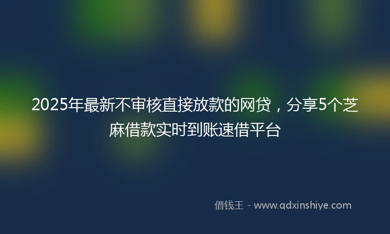 2025年最新不审核直接放款的网贷，分享5个芝麻借款实时到账速借平台