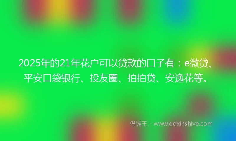 2025年的21年花户可以贷款的口子有：e微贷、平安口袋银行、投友圈、拍拍贷、安逸花等。