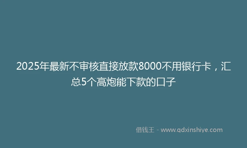 2025年最新不审核直接放款8000不用银行卡，汇总5个高炮能下款的口子