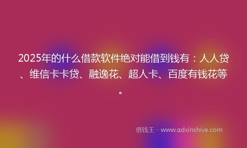 2025年的什么借款软件绝对能借到钱有：人人贷、维信卡卡贷、融逸花、超人卡、百度有钱花等。