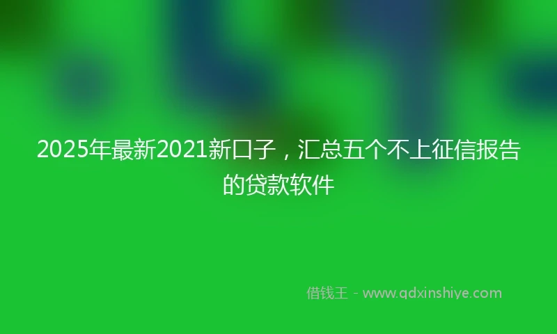 2025年最新2021新口子，汇总五个不上征信报告的贷款软件