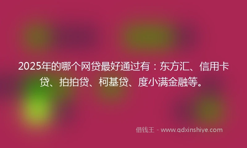 2025年的哪个网贷最好通过有：东方汇、信用卡贷、拍拍贷、柯基贷、度小满金融等。