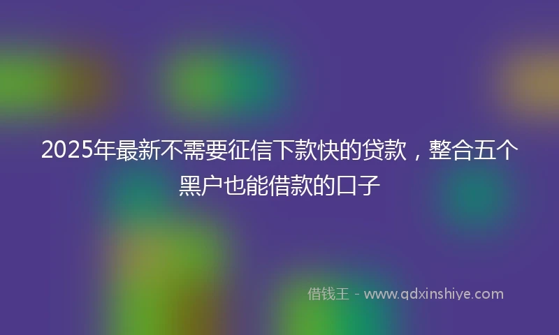 2025年最新不需要征信下款快的贷款，整合五个黑户也能借款的口子