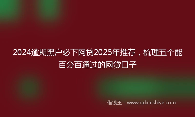 2024逾期黑户必下网贷2025年推荐，梳理五个能百分百通过的网贷口子