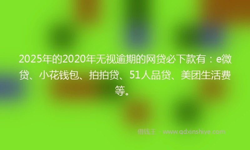 2025年的2020年无视逾期的网贷必下款有：e微贷、小花钱包、拍拍贷、51人品贷、美团生活费等。