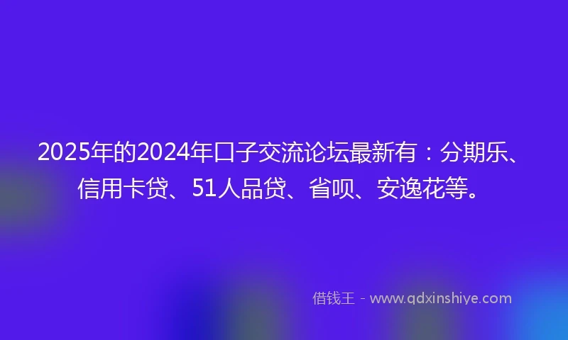2025年的2024年口子交流论坛最新有：分期乐、信用卡贷、51人品贷、省呗、安逸花等。