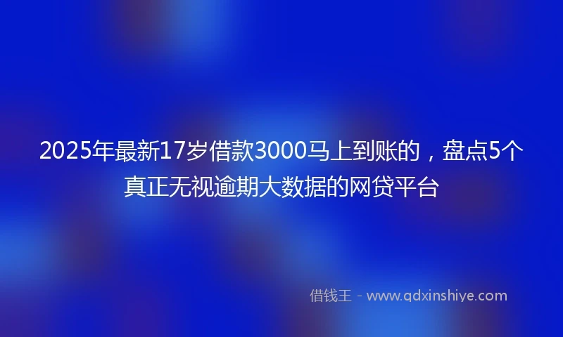 2025年最新17岁借款3000马上到账的，盘点5个真正无视逾期大数据的网贷平台