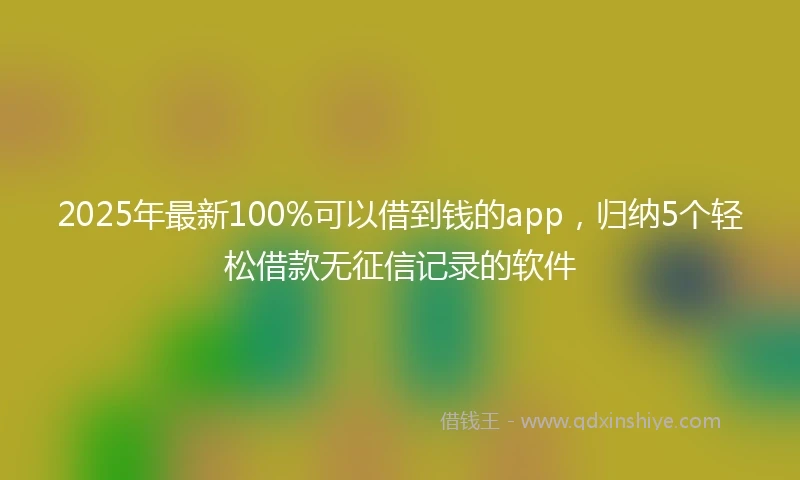 2025年最新100%可以借到钱的app，归纳5个轻松借款无征信记录的软件