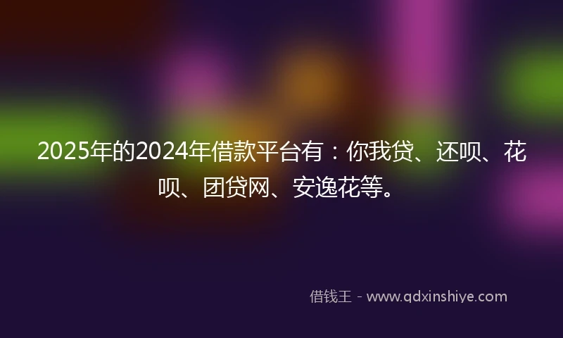 2025年的2024年借款平台有：你我贷、还呗、花呗、团贷网、安逸花等。