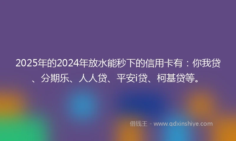 2025年的2024年放水能秒下的信用卡有：你我贷、分期乐、人人贷、平安i贷、柯基贷等。