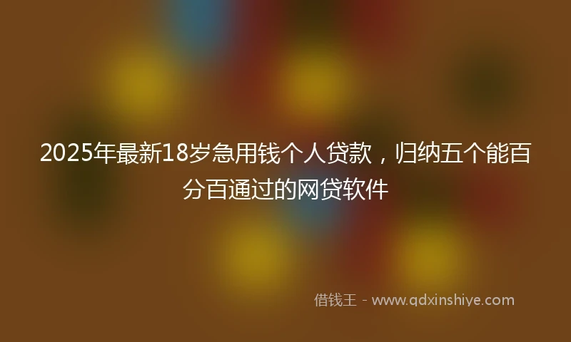 2025年最新18岁急用钱个人贷款，归纳五个能百分百通过的网贷软件