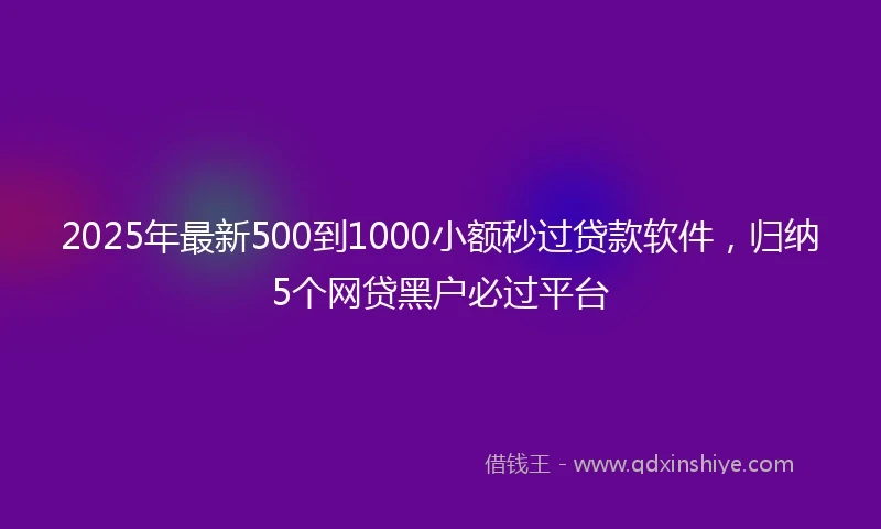 2025年最新500到1000小额秒过贷款软件，归纳5个网贷黑户必过平台