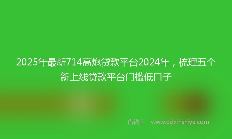 2025年最新714高炮贷款平台2024年，梳理五个新上线贷款平台门槛低口子