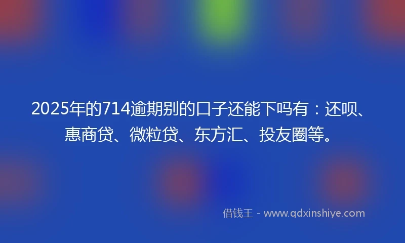 2025年的714逾期别的口子还能下吗有：还呗、惠商贷、微粒贷、东方汇、投友圈等。