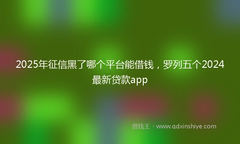 2025年征信黑了哪个平台能借钱，罗列五个2024最新贷款app