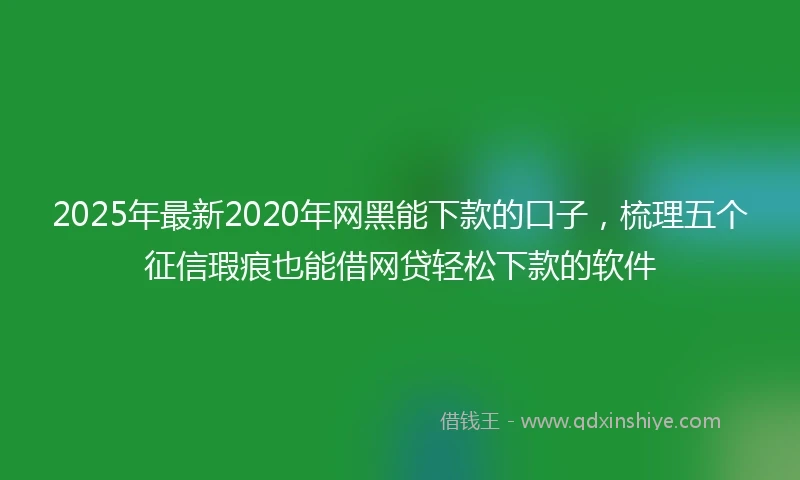 2025年最新2020年网黑能下款的口子，梳理五个征信瑕疵也能借网贷轻松下款的软件