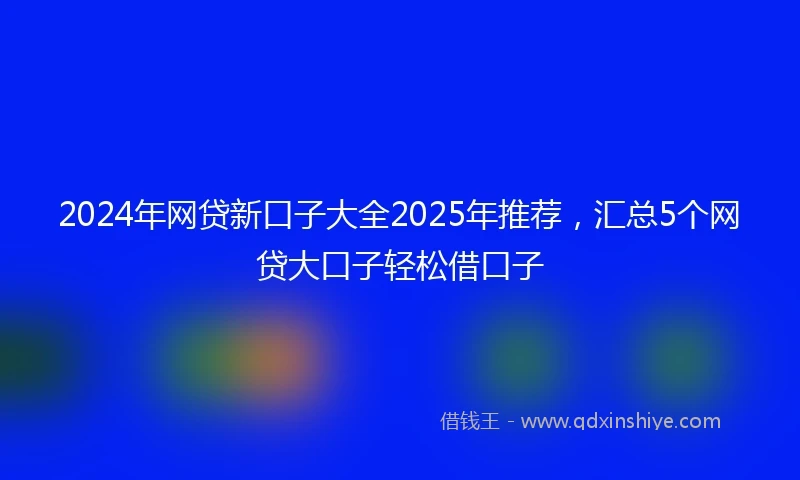 2024年网贷新口子大全2025年推荐，汇总5个网贷大口子轻松借口子