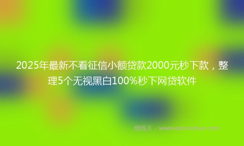 2025年最新不看征信小额贷款2000元秒下款，整理5个无视黑白100%秒下网贷软件